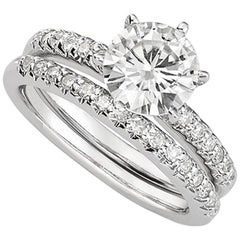 Venazia Design, 3.90 Carat Round Moissanite Forever One Wedding Set Ring