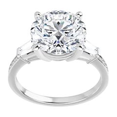 Venazia Design, 4.50 Ct Moissanite Round Forever One Baguette Engagement Ring