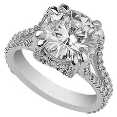 Venazia Design, 4.50 Ct Round Moissanite Forever One Micro Pave Engagement Ring