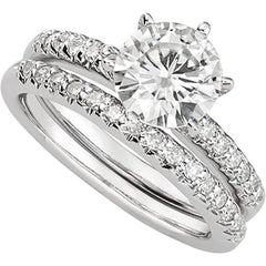 Venazia Design, 5.40 Carat Round Moissanite Forever One Wedding Set Ring