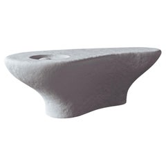 "Vence" Organic, Hand-Sculpted Plaster Accent Table by Christiane Lemieux
