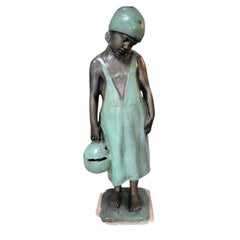 Vencenzo Aurisicchio Solid Bronze Girl With Water Jug