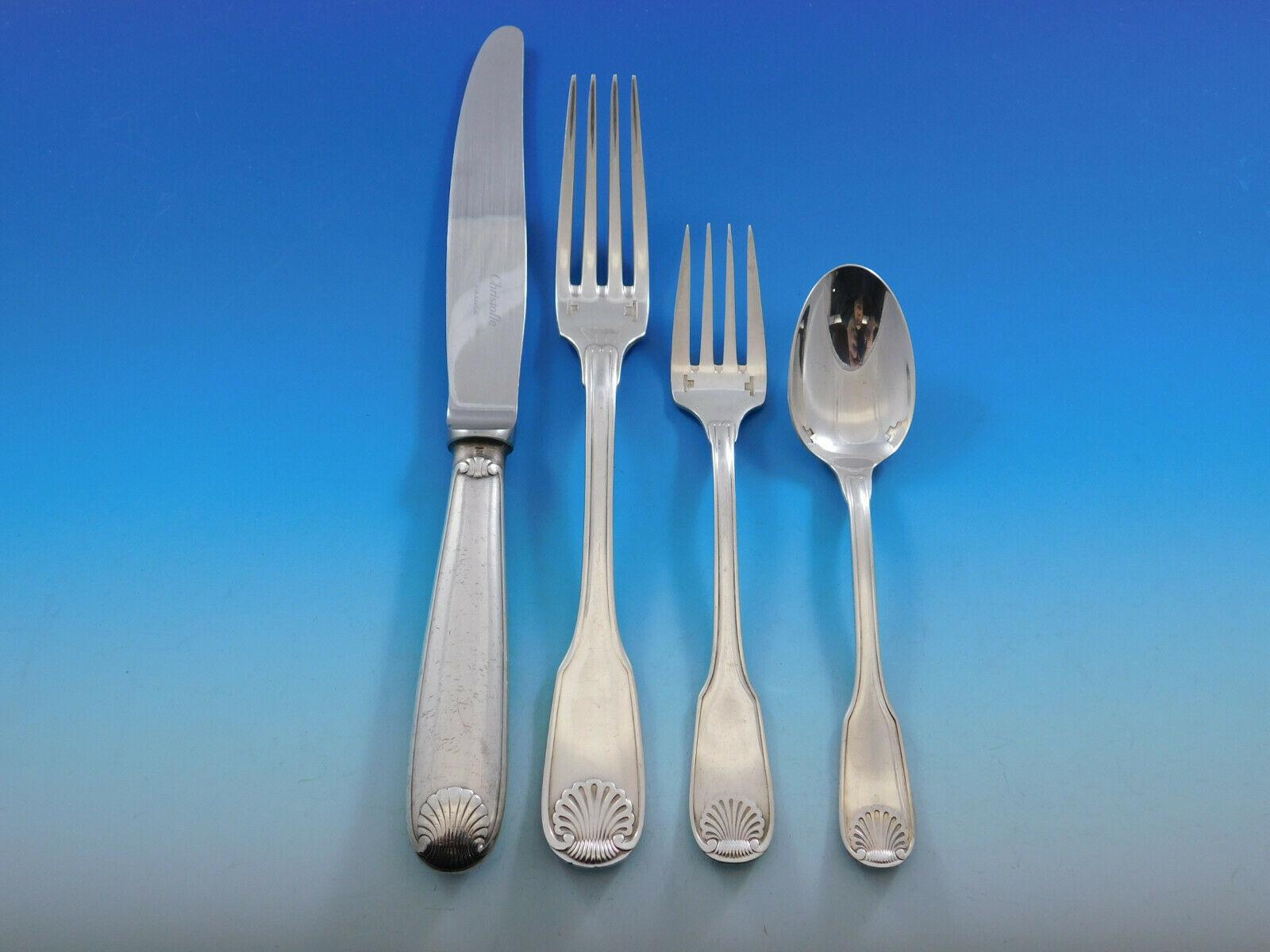 Vendome Arcantia Christofle Silverplate Flatware Set 12 Service 67 Pieces Dinner In Excellent Condition In Big Bend, WI