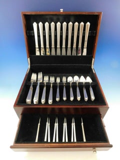 Vendome Arvesolv by Hans Hansen Danish Sterling Silver Flatware Set Service 70pc