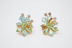 Vendome Aurora Borealis Rhinestone Earrings, Signed, circa 1950