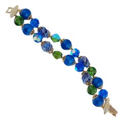 Pulsera Vendome de cuentas con cristales Aurora Boreal, circa 1950, Firmada