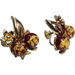 Vendôme Blue Beaded Cluster Clip-On Earrings with Aurora Borealis Crystals, 1960