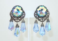 Vendome Boucles d'oreilles chandelier Aurore boréale en cristal bleu