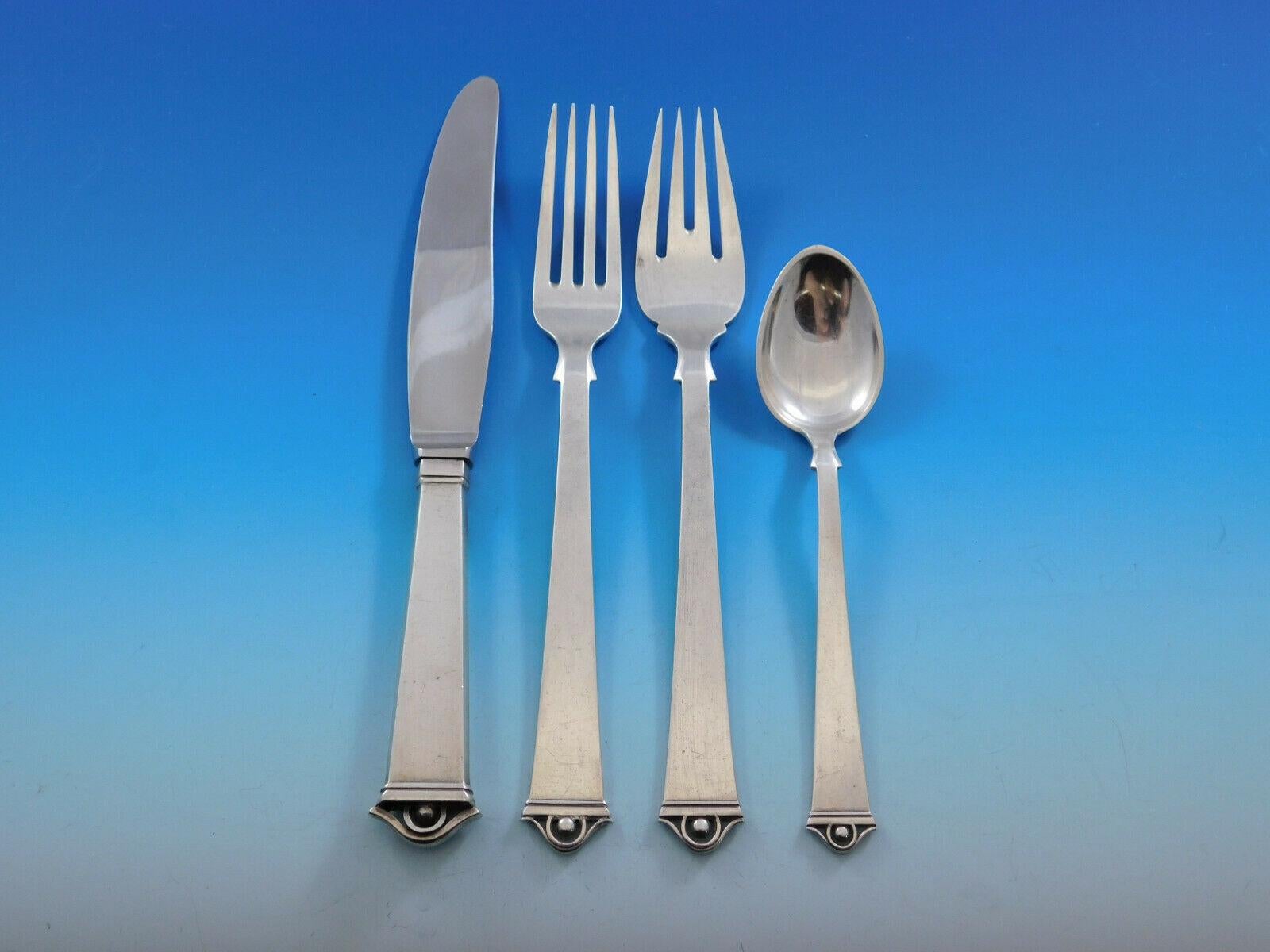 Scandinavian Modern Vendome by Peter Hertz Danish 830s Silver Flatware Set for 8 Service 55 Pieces For Sale