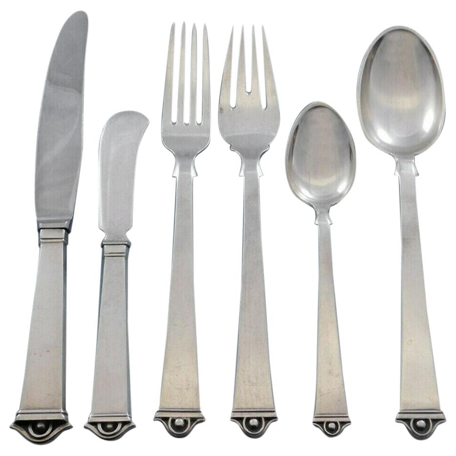 Vendome by Peter Hertz Danish 830s Silver Flatware Set for 8 Service 55 Pieces For Sale