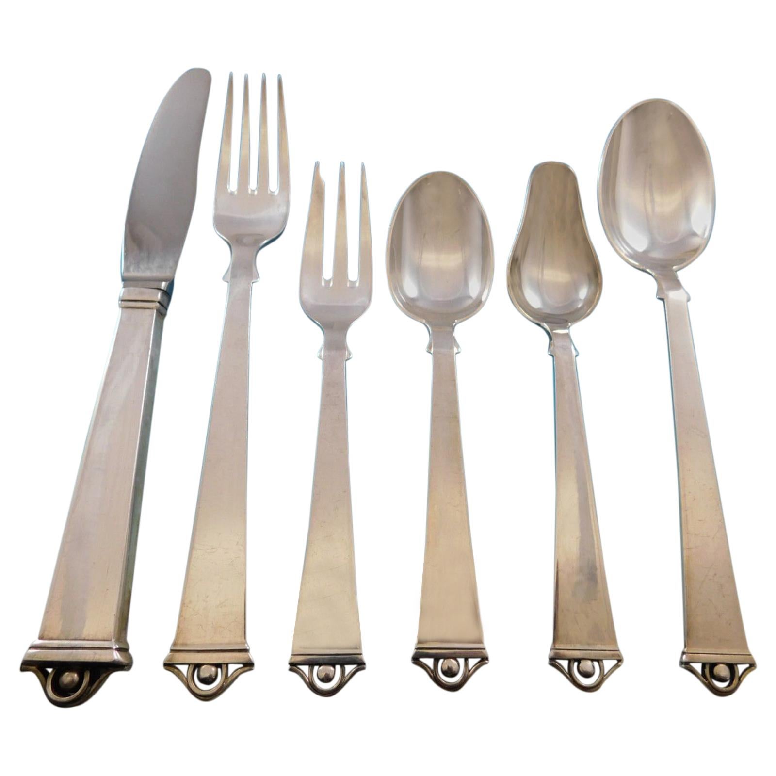 Vendome by Peter Hertz Juego de Cubiertos Daneses de Plata de Ley para 12 Servicio 73 Piezas