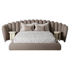 Vendome California King Size Bed Offered In Mohair Velvet Fabric