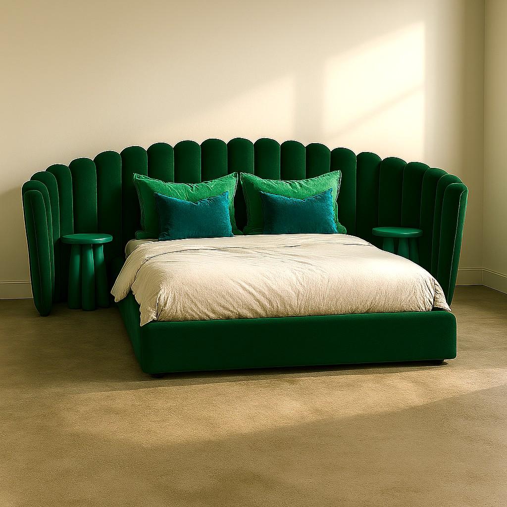 Vendome California King Size Bett angeboten in Mohair-Samt-Stoff im Angebot 1