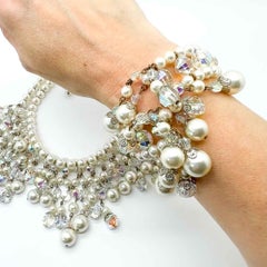 Vendome Crystal Pearl Droplet Collar & Cuff 1950s