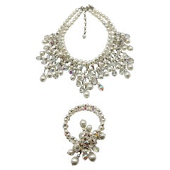 Vintage Vendome Crystal Pearl Droplet Collar & Cuff 1950s
