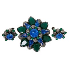 Vendome Semi Parure Cristal Verde/Azul