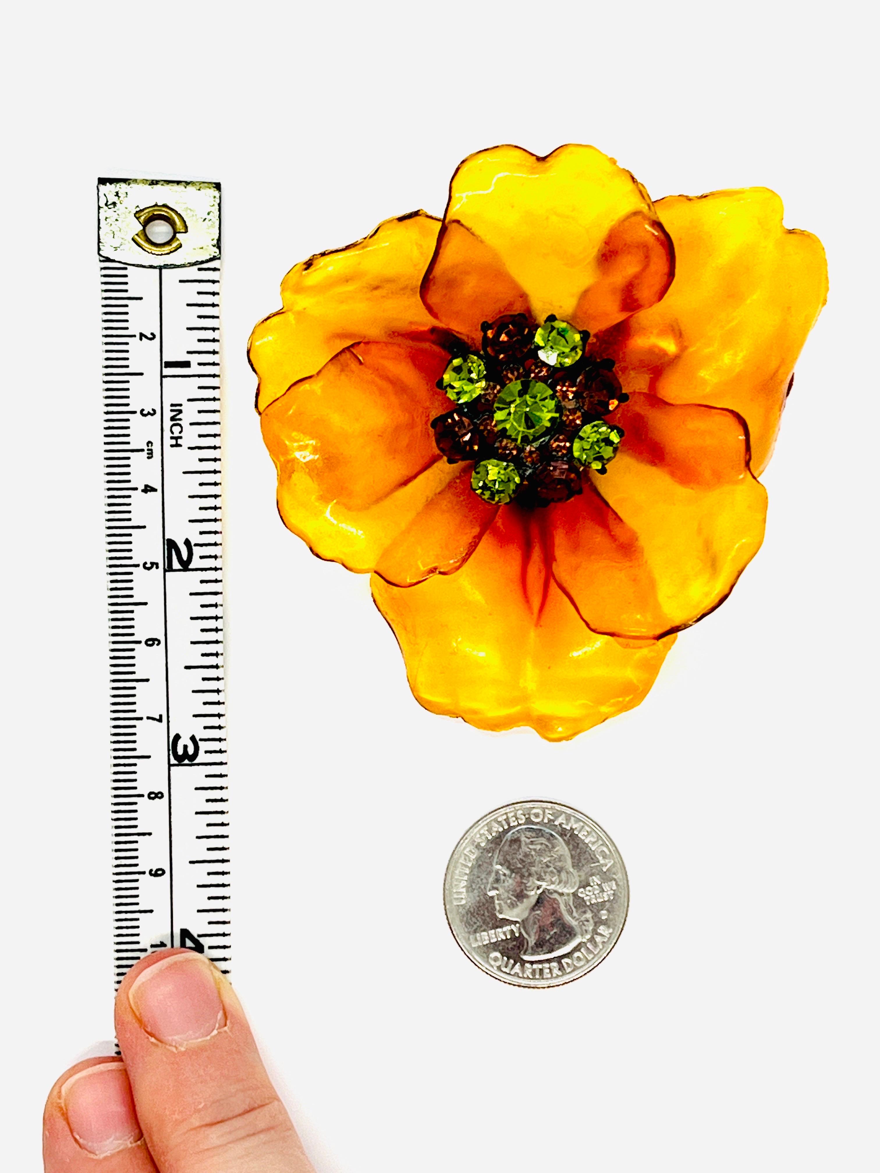 Brilliant Cut Vendome Honey Lucite Flower Brooch