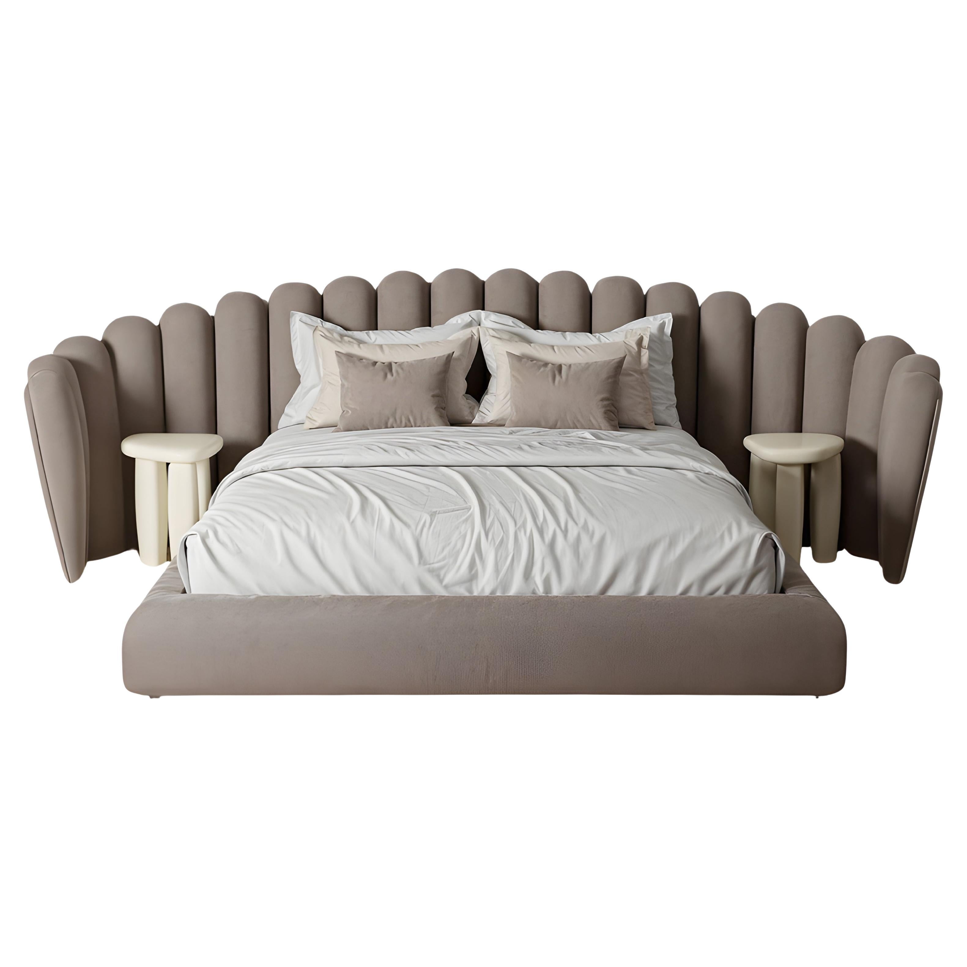 Vendome King Size Bed Offered In Mohair Velvet Fabric