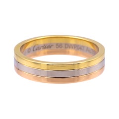 Vendome Louis Cartier 18K 3 Tone Gold Men's Wedding Band Ring Size 56/7.5 4.8mm