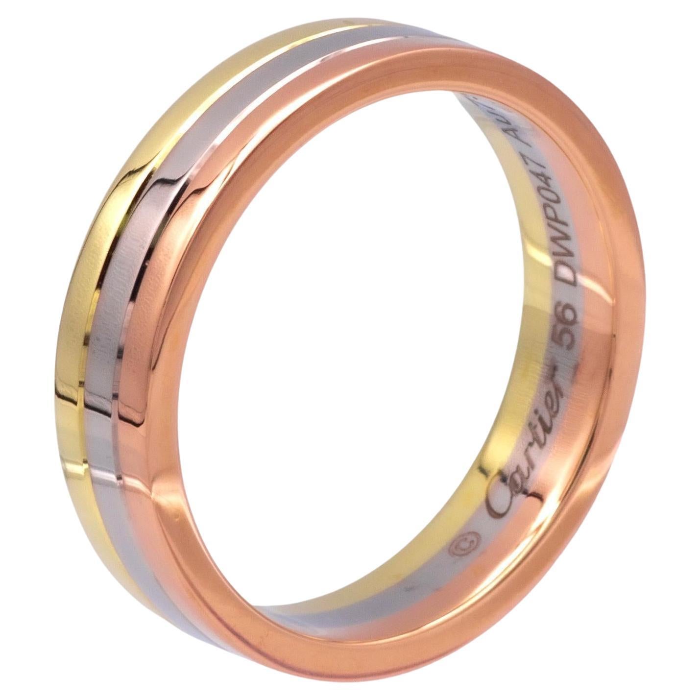 Vendome Louis Cartier 18K 3 Tone Gold Men's Wedding Band Ring Size 56/7.5 4.8mm