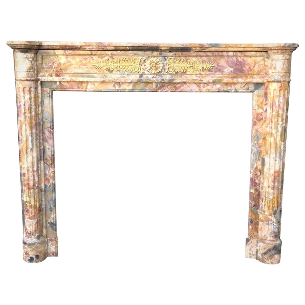 Vendôme Louis XVI Style Marble Brèche Chimney