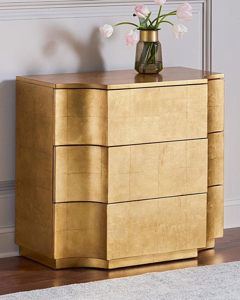Vendôme, Set of Two Wood Nightstands Finished in Gold Leaf For Sale at