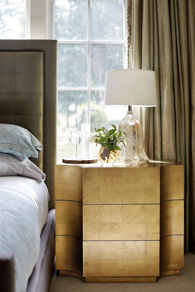 Vendôme, Set of Two Wood Nightstands Finished in Gold Leaf For Sale at