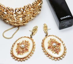 Vendome Pave Crystal and Simulated Pearl Earrings