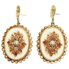 Vendome Pave Crystal and Simulated Pearl Earrings
