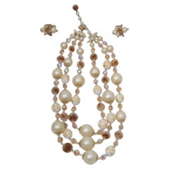 Retro Vendome Pearl and Crystal Semi-Parure