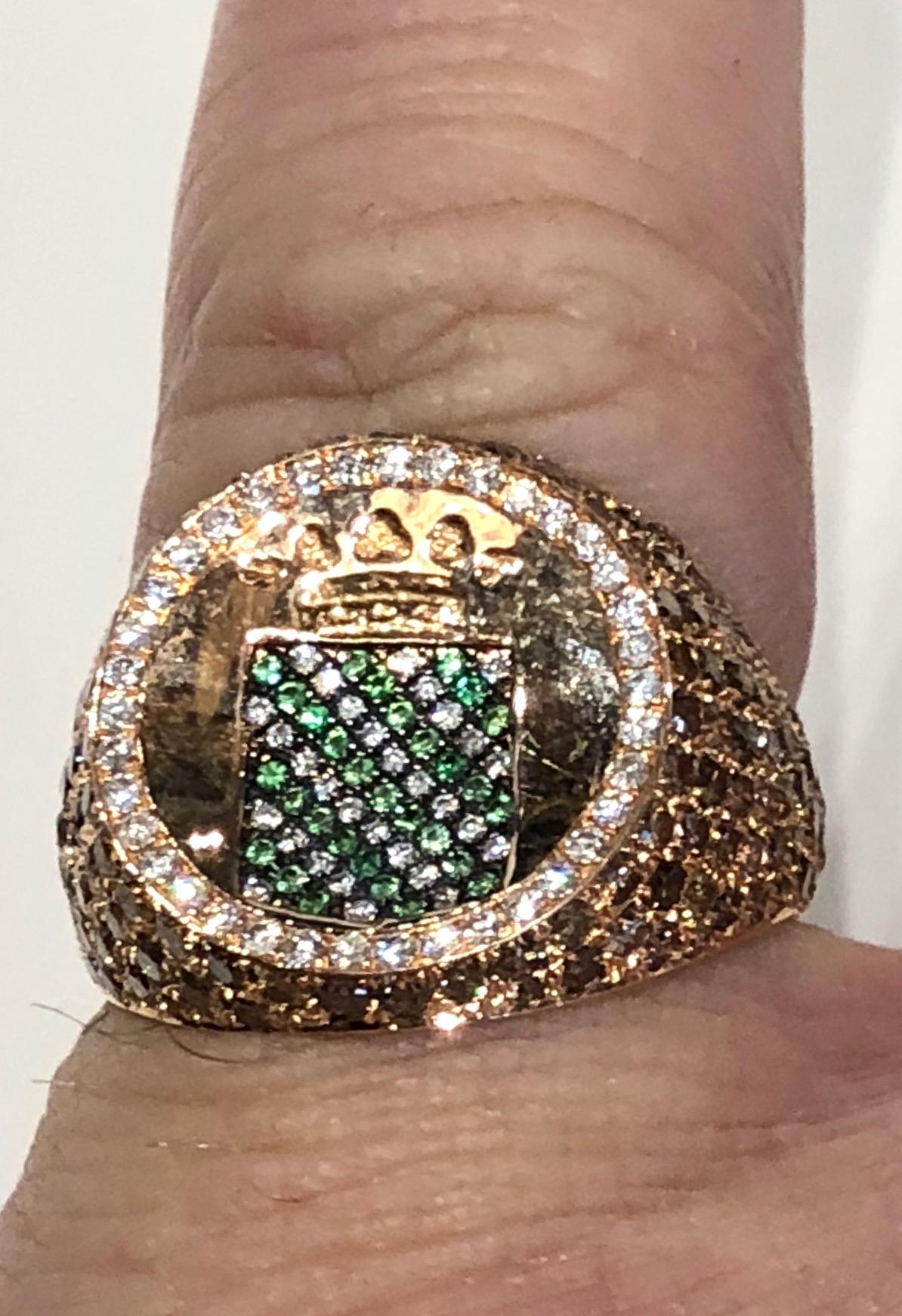 Round Cut Vendome Tsavorite or Diamond Signet Ring by Martyn Lawrence Bullard For Sale