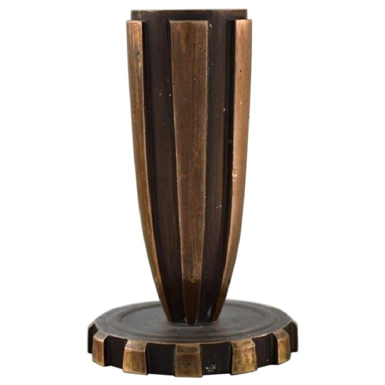 Vendor, Denmark, Art Deco Candleholder in Patinated Bronze, 1940s-1950s