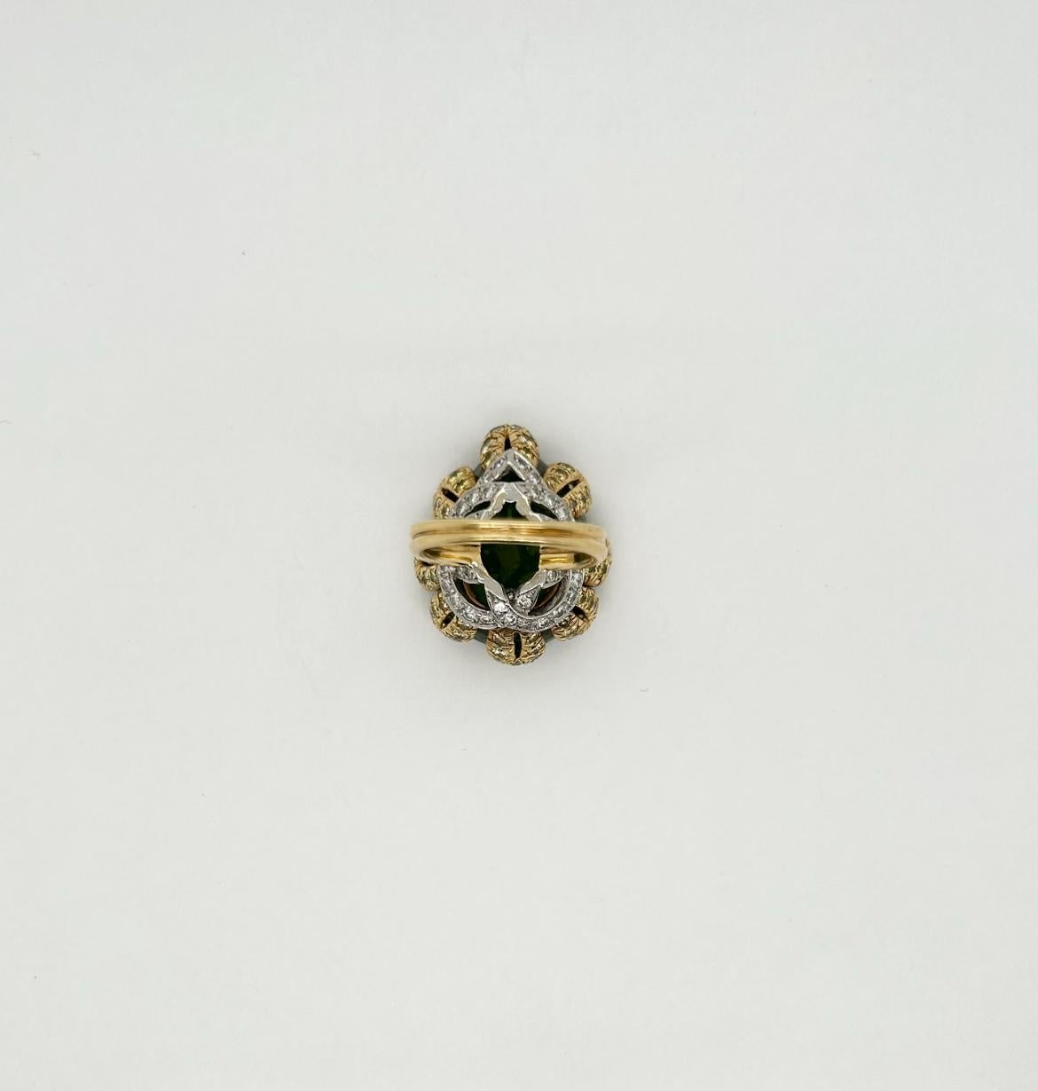 Vendura Platinum and 18k YG Peridot Ring For Sale 1