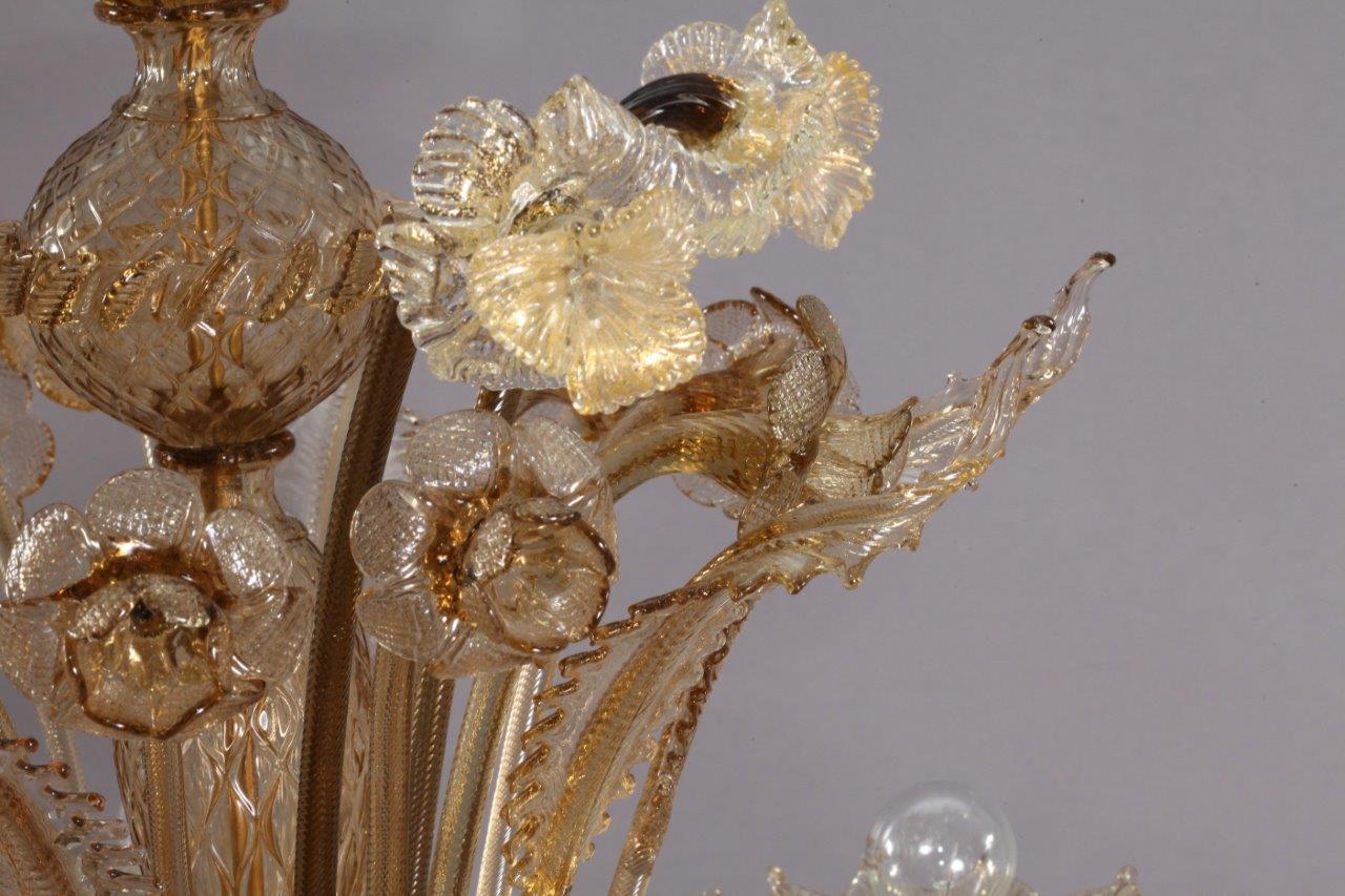 Venecian Venini Handblow Murano Glass Chandelier 1950 with Six Arms In Good Condition For Sale In Vienna, Vienna