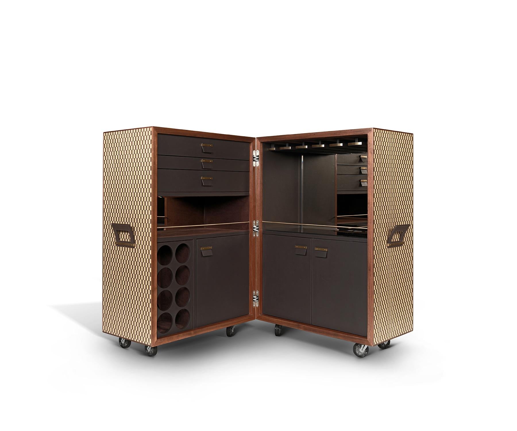Contemporary Veneer Folio Bar For Sale