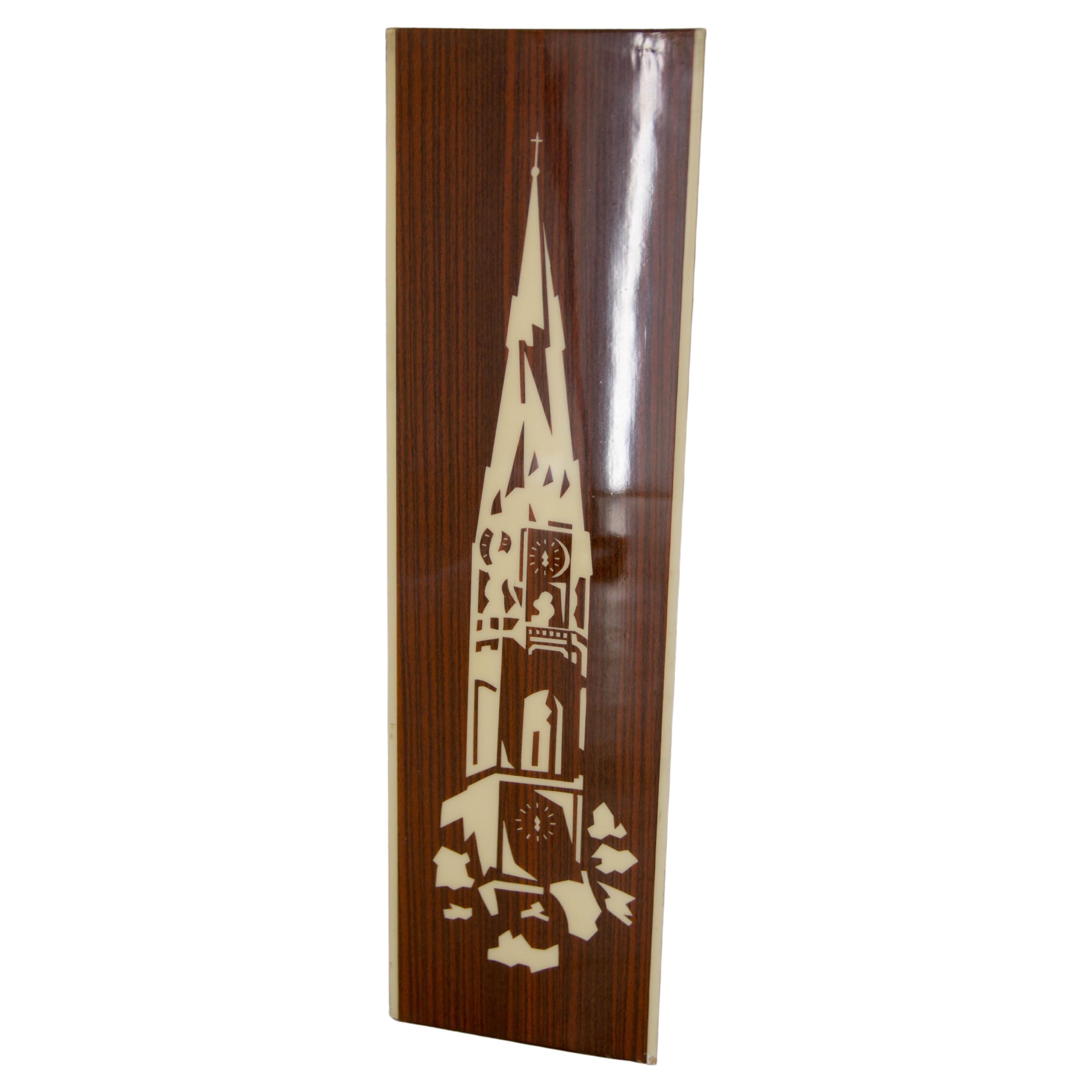 Veneer Image of Church Tower, 1960s For Sale