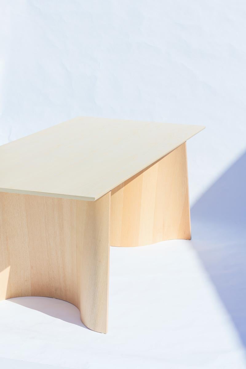 Scandinavian Modern Veneer Trestle Table For Sale