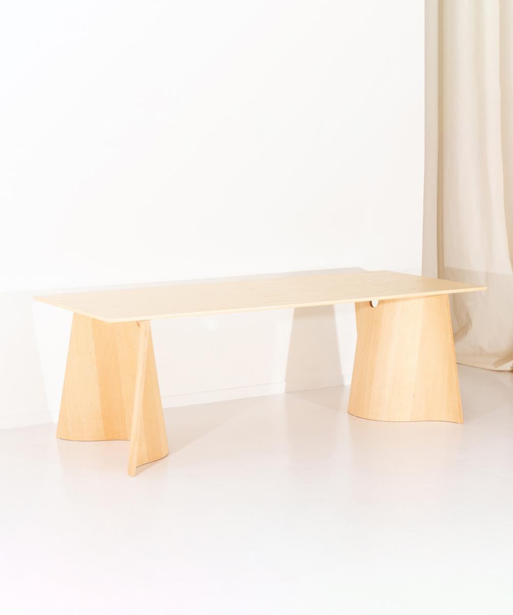 Danish Veneer Trestle Table For Sale