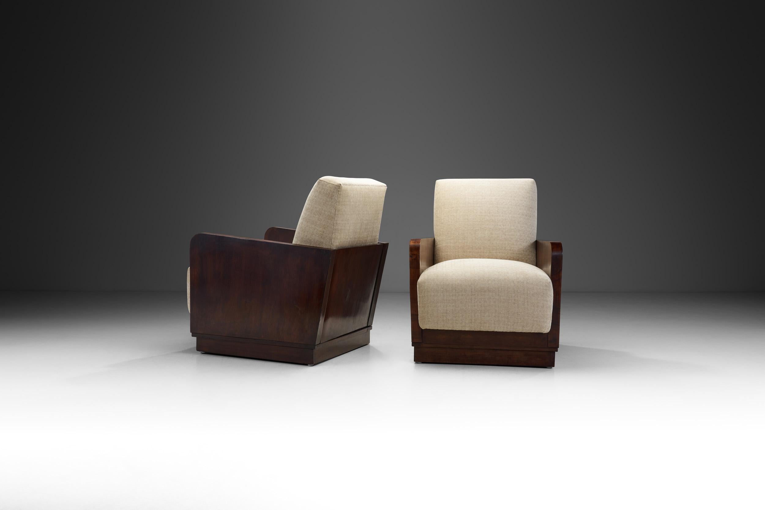 Veneered European Art Déco Easy Chairs, Europe ca 1930s In Good Condition In Utrecht, NL