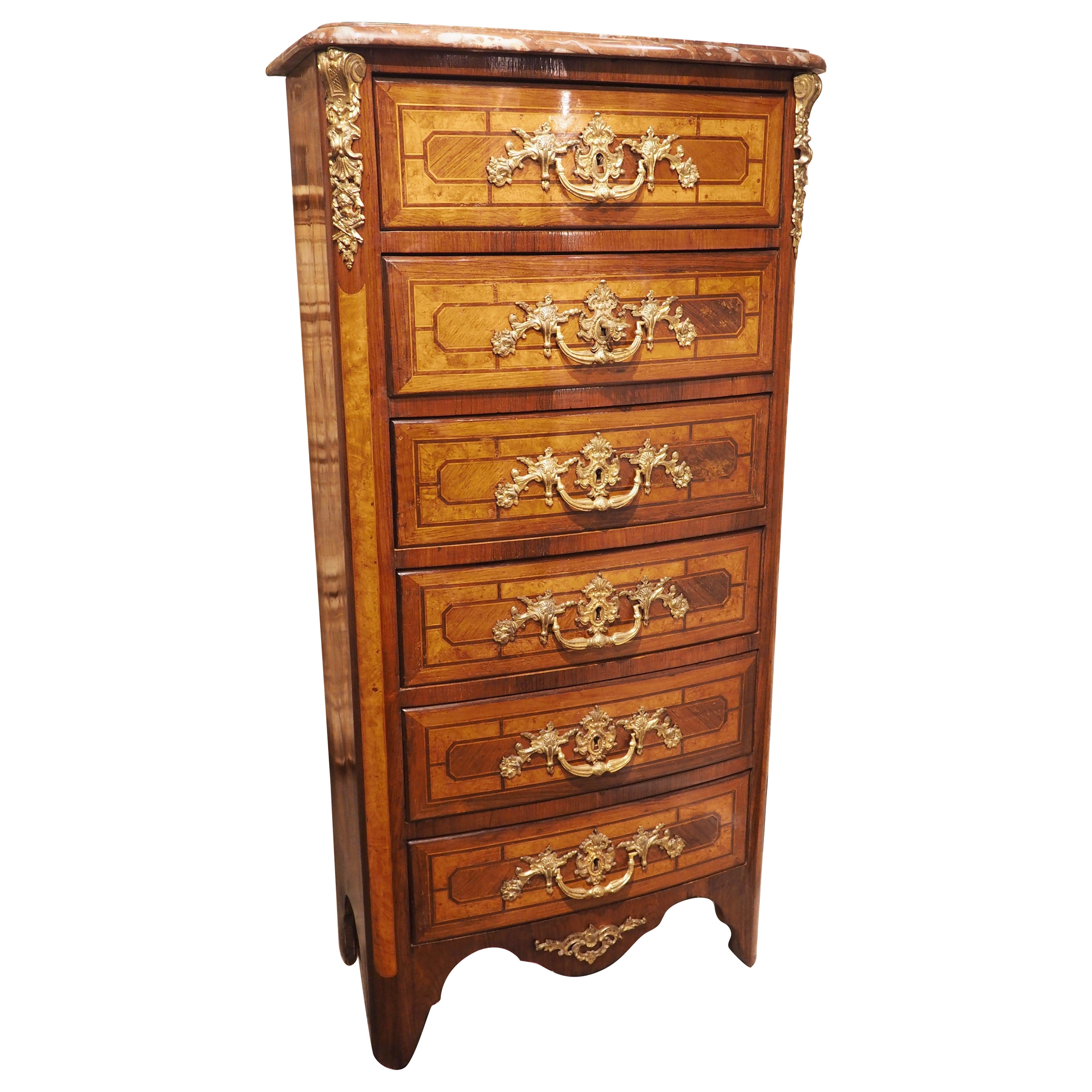 Chiffonnier francés chapado de Le Dauphiné, hacia 1850