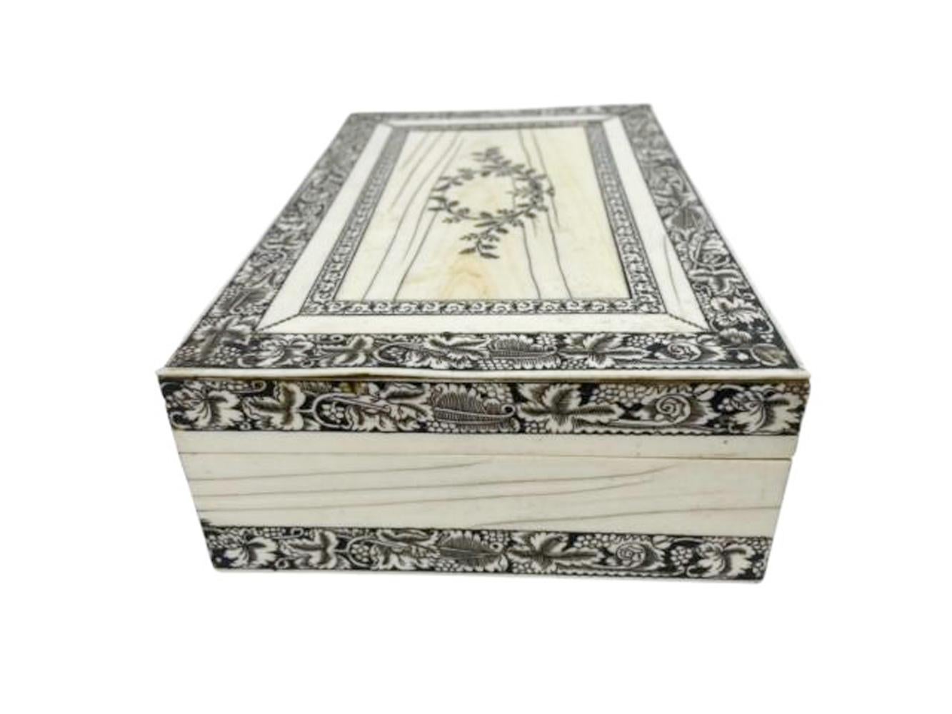 Veneered Sandalwood Dresser Box with Penwork Decoration, Vizagapatam, India For Sale 3
