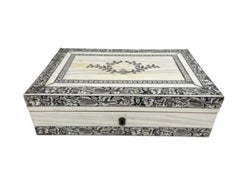 Veneered Sandalwood Dresser Box with Penwork Decoration, Vizagapatam, India