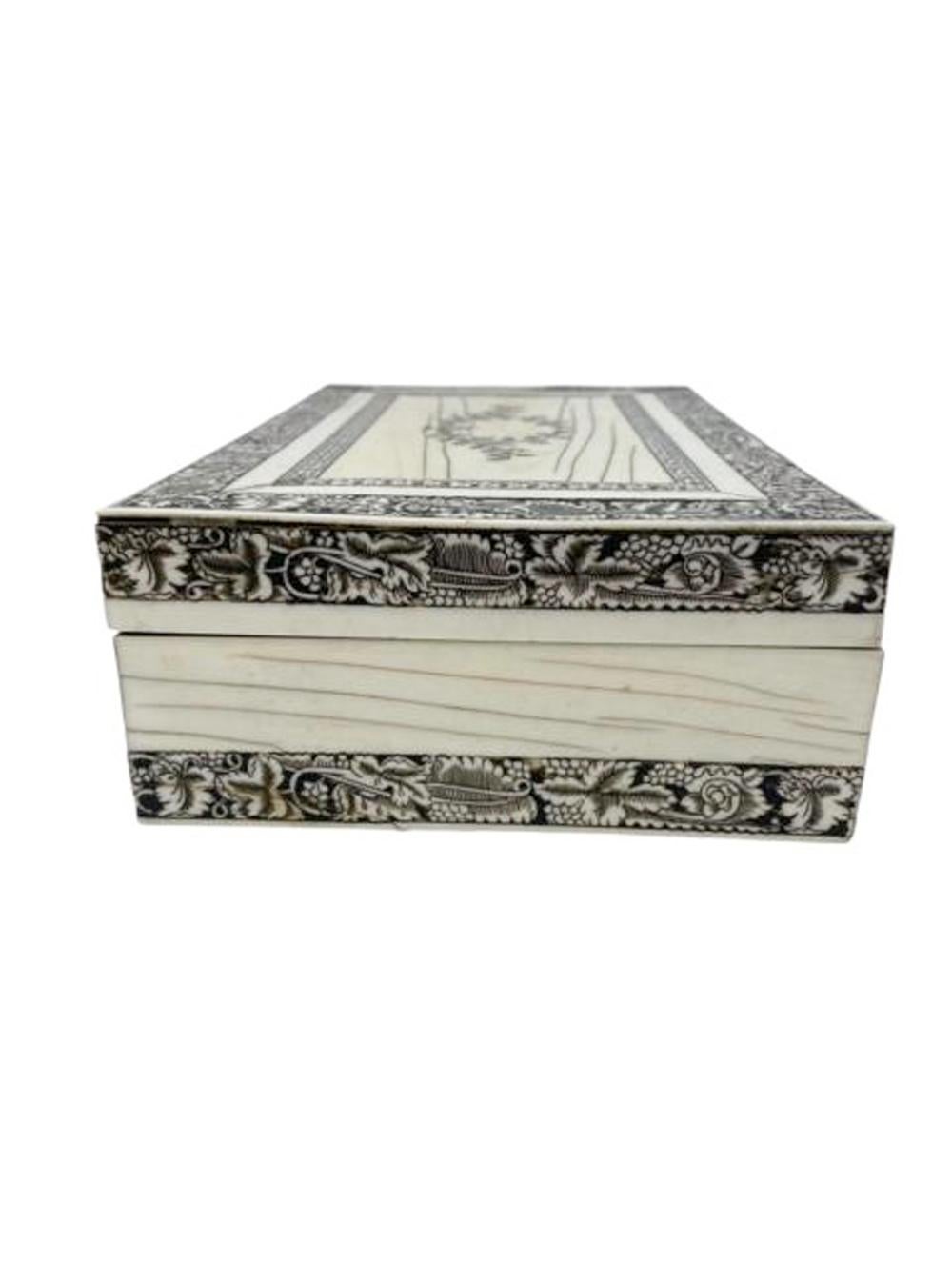 Metal Veneered Sandalwood Dresser Box with Penwork Decoration, Vizagapatam, India For Sale