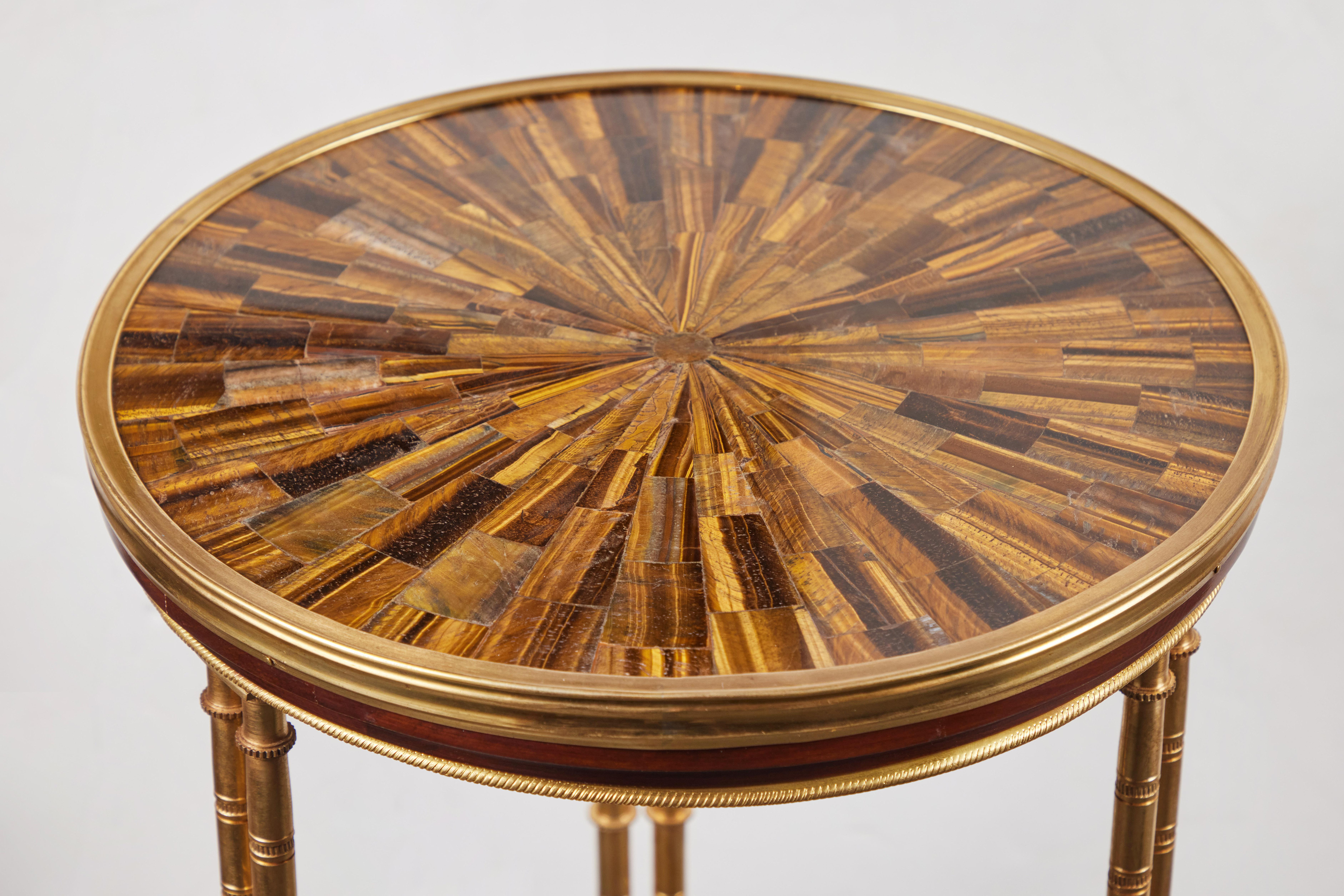 Veneered Side Tables with Tiger's Eye In Good Condition For Sale In Newport Beach, CA