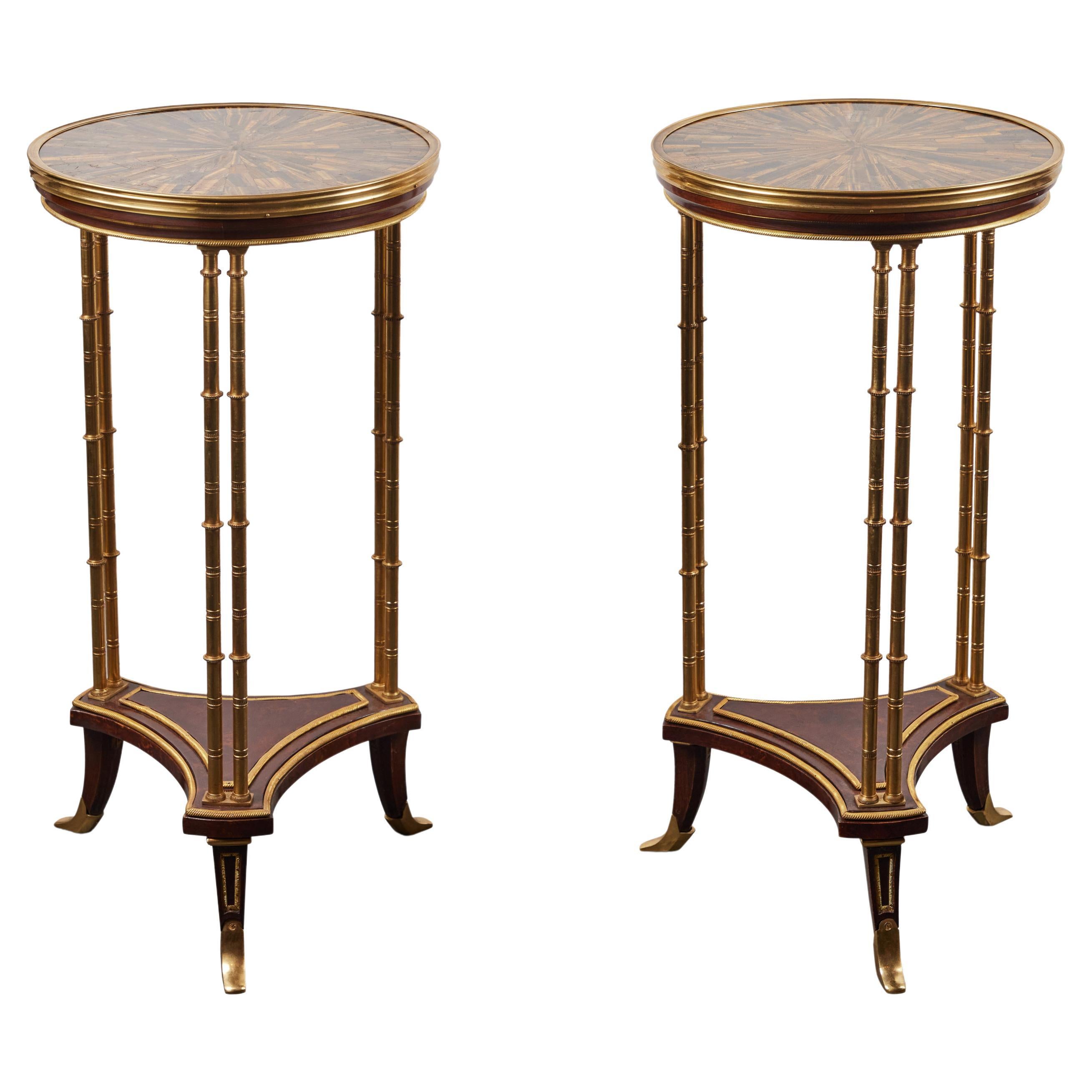 Veneered Side Tables with Tiger's Eye