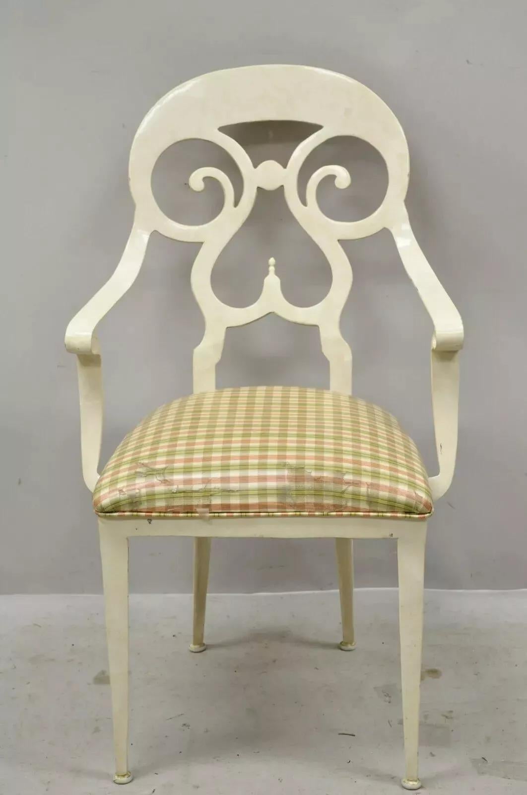 Veneman Furn. Sedia a braccio con gambe a sciabola con schienale a vanga in alluminio fuso in stile Regency italiano in vendita 5