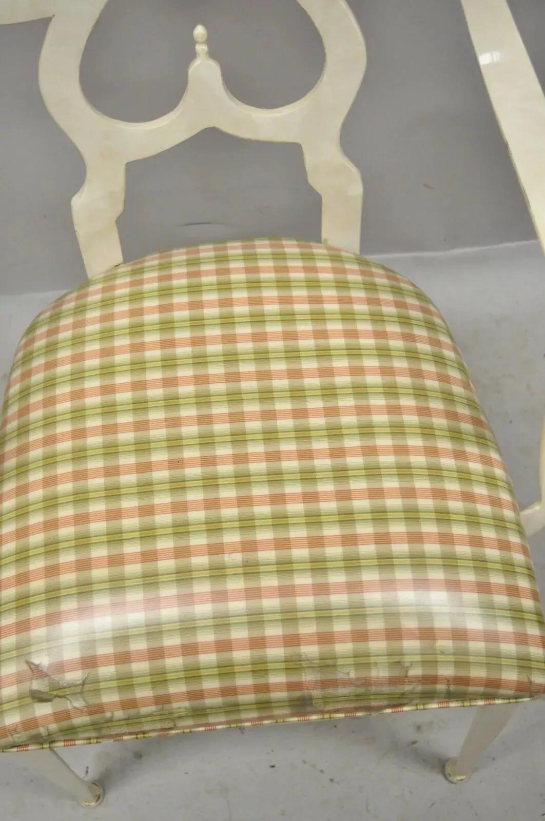 XX secolo Veneman Furn. Sedia a braccio con gambe a sciabola con schienale a vanga in alluminio fuso in stile Regency italiano in vendita