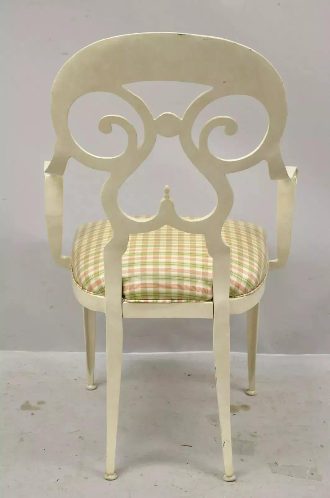 Veneman Furn. Sedia a braccio con gambe a sciabola con schienale a vanga in alluminio fuso in stile Regency italiano in vendita 2