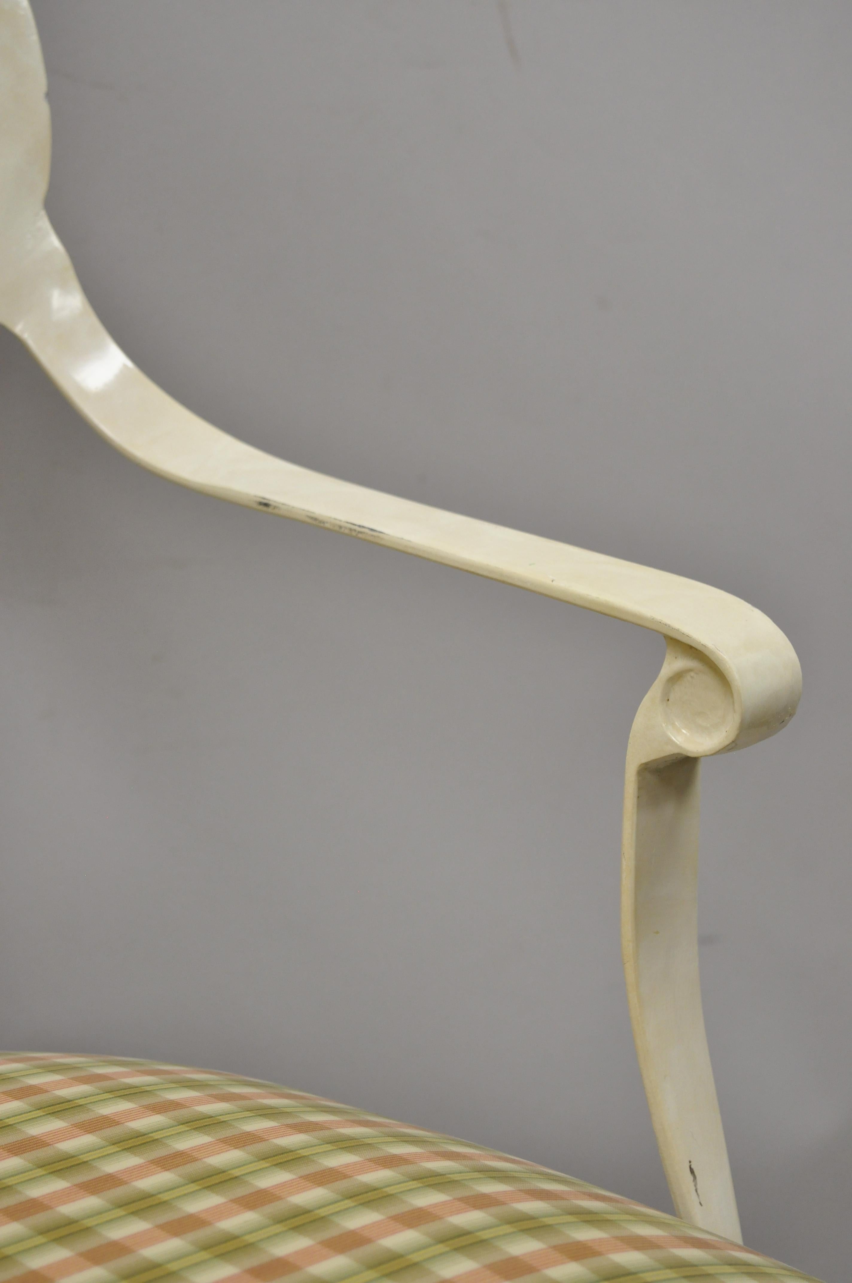 Veneman Furniture Regency Style Cast Aluminum Spade Back Saber Leg Armchair For Sale 2