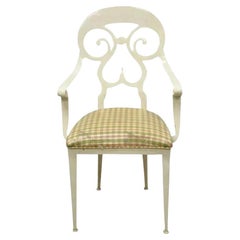 Used Veneman Furn. Italian Regency Style Cast Aluminum Spade Back Saber Leg Arm Chair